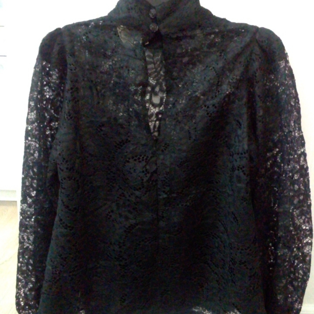 FARM Rio Long Sleeve Lace Shirt Blouse Top - Picture 4 of 5